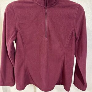 Lands' End Women's Fleece Quarter-Zip Burgundy Pullover in S (6-8)